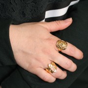 Adjustable tin ring lotus flower pattern 19 mm fine Gold plated x1