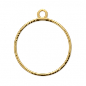 Round pendant 29x25 mm fine Gold plated x1