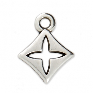Diamond/cross charm 14x11 mm Antique Silver Plating x1