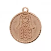 Round studded Hamsa hand charm 20 mm Rose Gold Tone x1