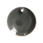 Round metal Epoxy Enamelled sequins 16 mm Medium Grey x 6