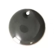 Round metal Epoxy Enamelled sequins 16 mm Medium Grey x 6