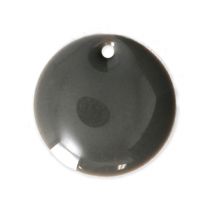 Round metal Epoxy Enamelled sequins 16 mm Medium Grey x 6