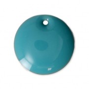 Round metal Epoxy Enamelled sequins 16 mm Green Turquoise x6|raw }}