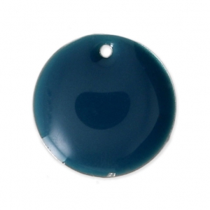 Round metal Epoxy Enamelled sequins 16 mm Petrol x6