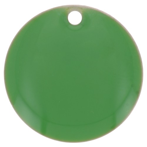 Round metal Epoxy Enamelled sequins 16 mm Green x6