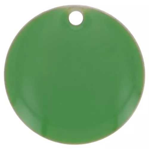 Round metal Epoxy Enamelled sequins 16 mm Green x6
