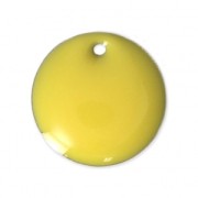 Round metal Epoxy Enamelled sequins 16 mm Yellow x6