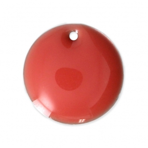 Round metal Epoxy Enamelled sequins 16 mm Pink Coral x6