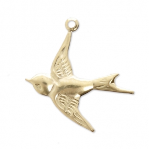 Thin swallow charm 18x19 mm - Gold-filled x1