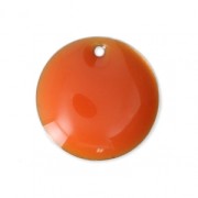Round metal Epoxy Enamelled sequins 12 mm Orange x8