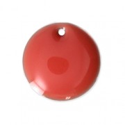 Round metal Epoxy Enamelled sequins 12 mm Pink Coral x8|raw }}