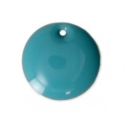 Round metal Epoxy Enamelled sequins 12 mm Green Turquoise x8