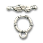 'Heart' Toggle clasp 13mm Old silver colored x1|raw }}