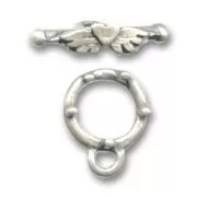 'Heart' Toggle clasp 13mm Old silver colored x1