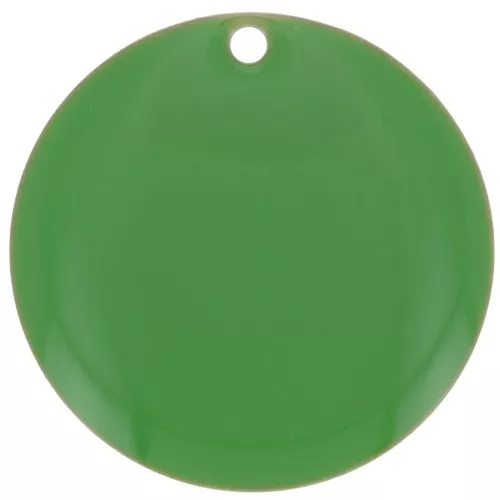 Round metal Epoxy Enamelled sequins 20 mm Green x5