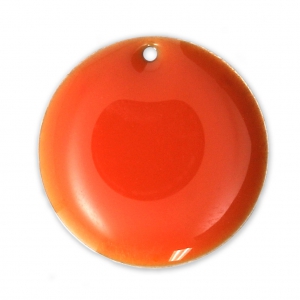 Round metal Epoxy Enamelled sequins 20 mm Orange x5
