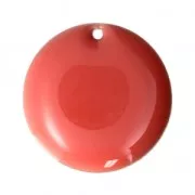 Round metal Epoxy Enamelled sequins 20 mm Pink Coral x5