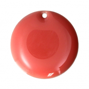 Round metal Epoxy Enamelled sequins 20 mm Pink Coral x5