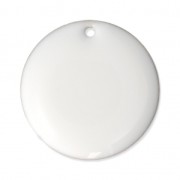 Round metal Epoxy Enamelled sequins 20 mm White x5