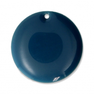 Round metal Epoxy Enamelled sequins 20 mm Petrol x5