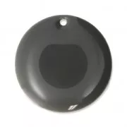 Round metal Epoxy Enamelled sequins 20 mm Medium Grey x5