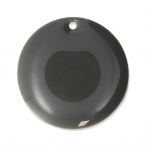 Round metal Epoxy Enamelled sequins 20 mm Medium Grey x5