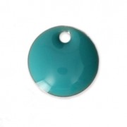Round metal Epoxy Enamelled sequins 8 mm Green Turquoise x10|raw }}