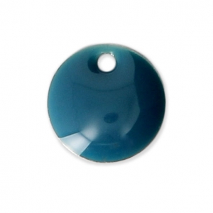 Round metal Epoxy Enamelled sequins 8 mm Petrol x10