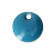 Round metal Epoxy Enamelled sequins 8 mm Blue x10|raw }}