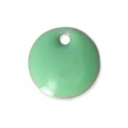 Round metal Epoxy Enamelled sequins 8 mm Mint x10
