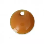 Round metal Epoxy Enamelled sequins 8 mm Mustard x10