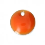 Round metal Epoxy Enamelled sequins 8 mm Orange x10