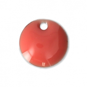 Round metal Epoxy Enamelled sequins 8 mm Pink Coral x10