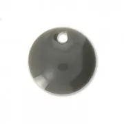 Round metal Epoxy Enamelled sequins 8 mm Medium Grey x10