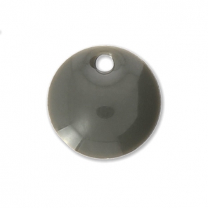 Round metal Epoxy Enamelled sequins 8 mm Medium Grey x10