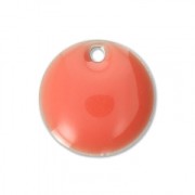 Round metal Epoxy Enamelled sequins 10 mm Pink Coral x10|raw }}
