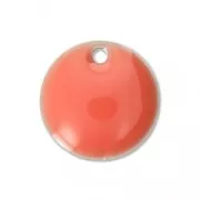 Round metal Epoxy Enamelled sequins 10 mm Pink Coral x10
