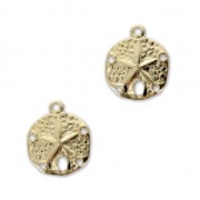 Sand dollar charms 5 holes - 11 mm Gold-filled  x2|raw }}