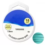Copper wire 1 mm Turquoise x4m