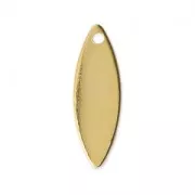 Oval charms smooth finish 15 mm fine Gold plated x10
