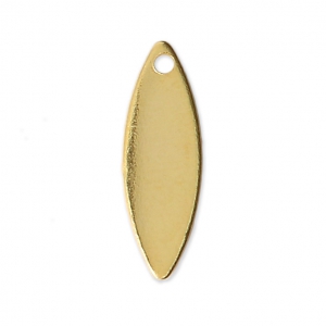 Oval charms smooth finish 15 mm fine Gold plated x10
