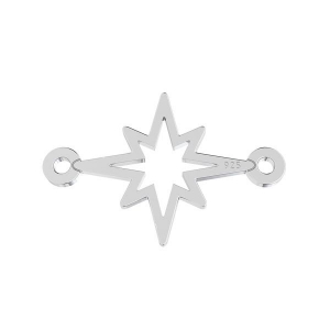 925 Sterling Silver Star spacer 2 loops 17x11 mm x1