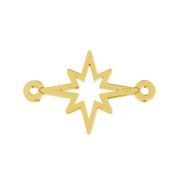925 Sterling Silver Star spacer 2 loops 17x11 mm - Gold Tone plated x1