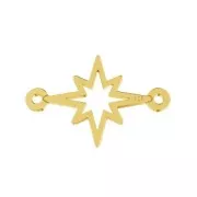 925 Sterling Silver Star spacer 2 loops 17x11 mm - Gold Tone plated x1