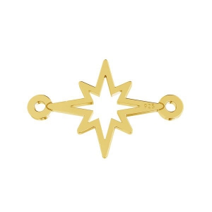 925 Sterling Silver Star spacer 2 loops 17x11 mm - Gold Tone plated x1