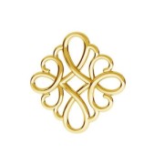 925 Sterling Silver square filigree pendant/spacer 15 mm Gold Tone 24Kt plated x1|raw }}