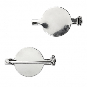 Brooch base with pad for cabochon 16 mm - Rhodium Tone x1