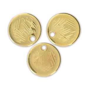 Textured round sequins 9 mm fine Gold plated x4