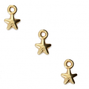 Mini star-shaped charms 7x4.5 mm for DIY jewelry creation - fine Gold plated x4
